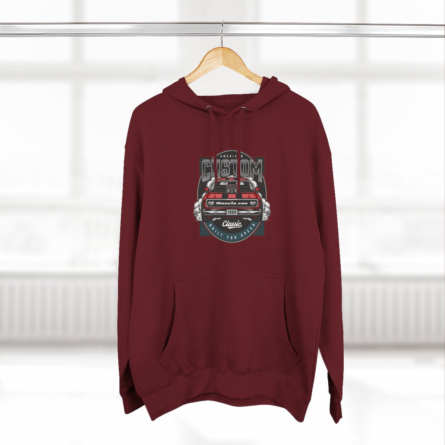 Retro Red Camaro Hoodie — Vintage Muscle Car Graphic Pullover