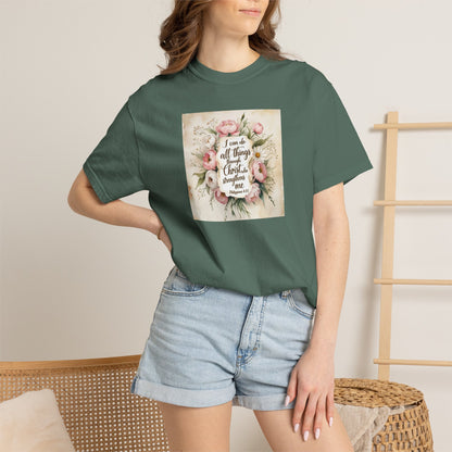 Floral Script Tee — "I am the daughter of a King" Christian Inspirational T‑Shirt