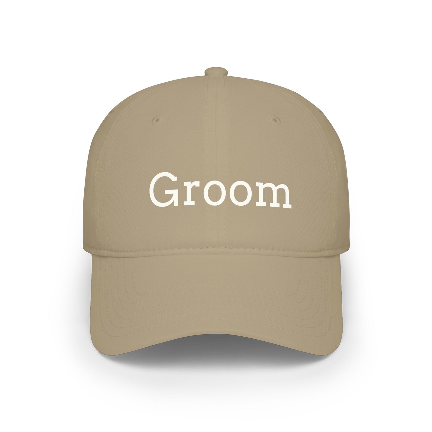 Groom Baseball Cap — Embroidered Red Low Profile Wedding Hat