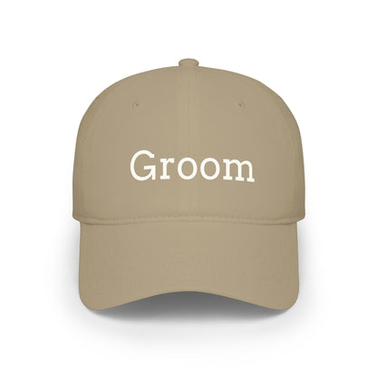 Groom Baseball Cap — Embroidered Red Low Profile Wedding Hat