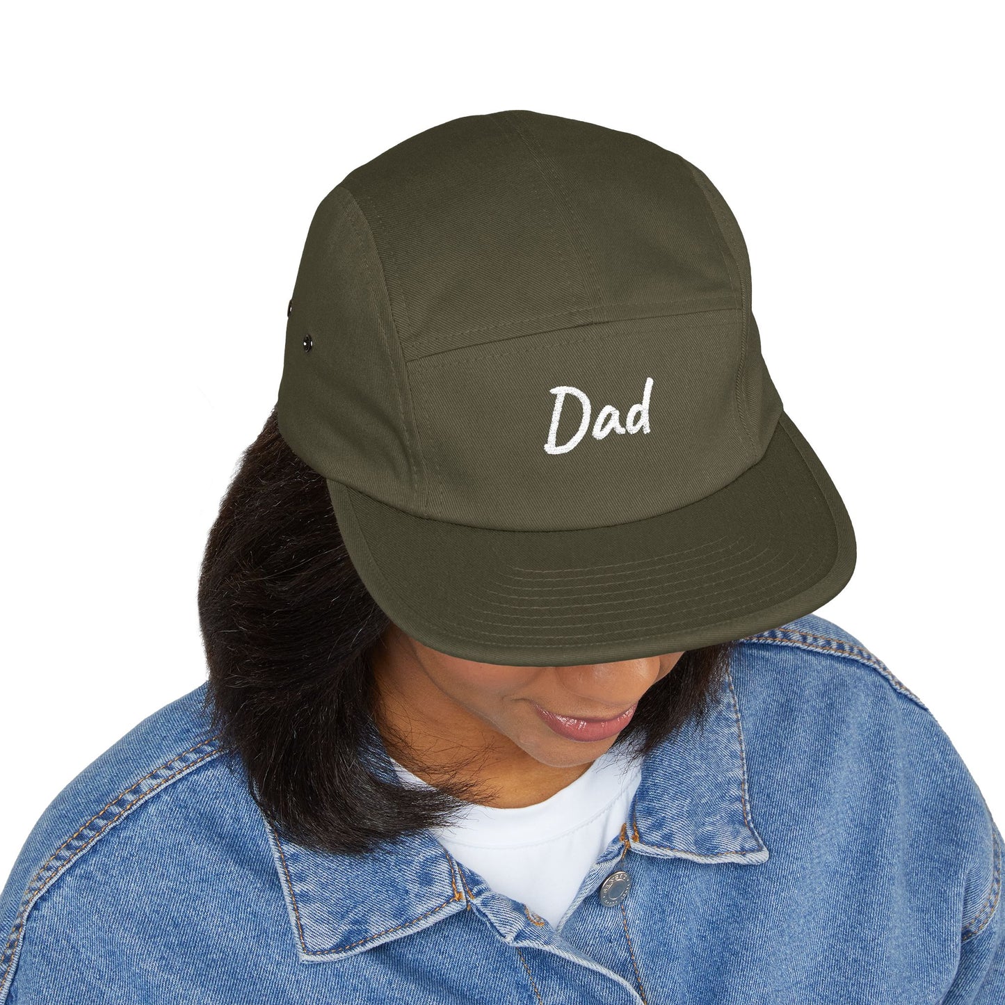 Dad Embroidered 5-Panel Cap — Casual Beige Baseball Hat, Perfect Father’s Day Gift