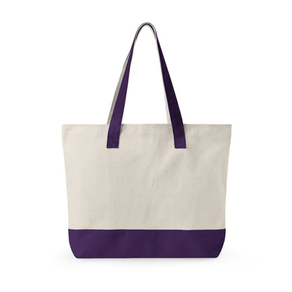 Oh My Stars Canvas Tote Bag – Zippered Patriotic Market Tote for Fourth of July