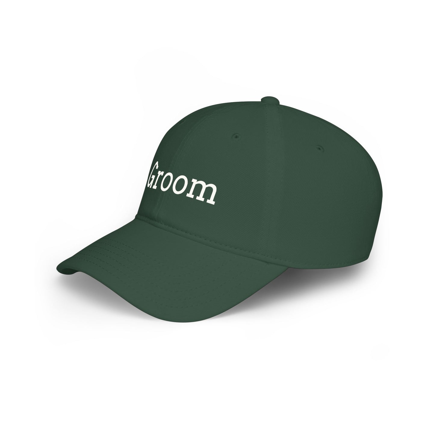 Groom Baseball Cap — Embroidered Red Low Profile Wedding Hat