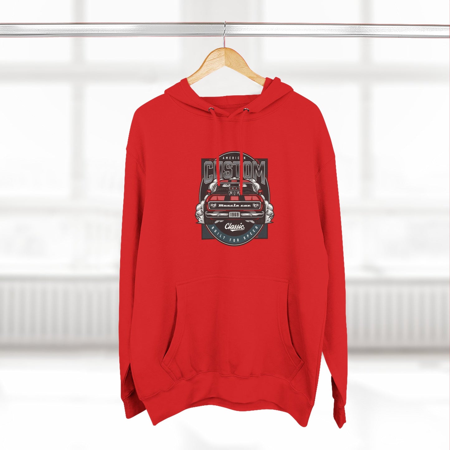 Retro Red Camaro Hoodie — Vintage Muscle Car Graphic Pullover