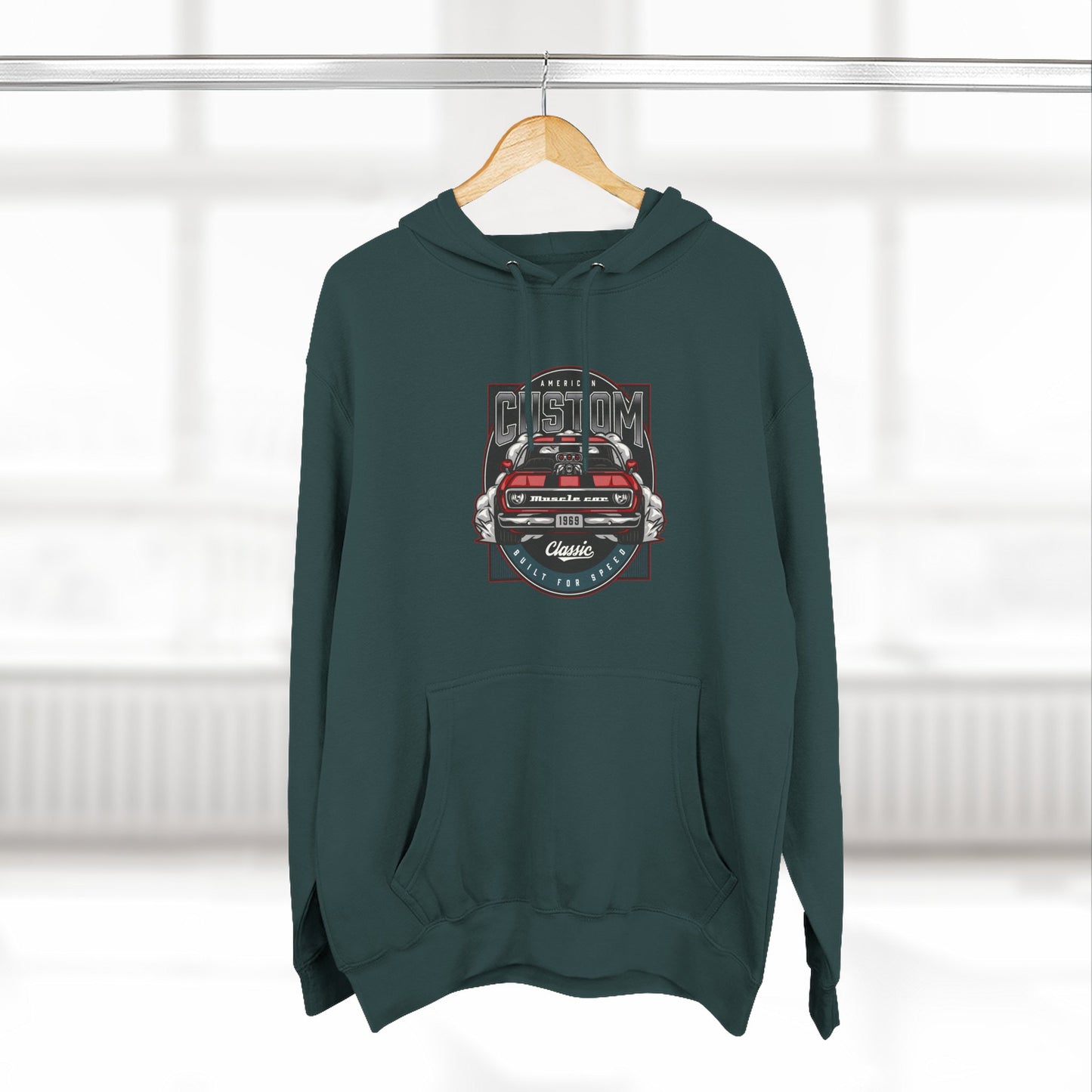 Retro Red Camaro Hoodie — Vintage Muscle Car Graphic Pullover
