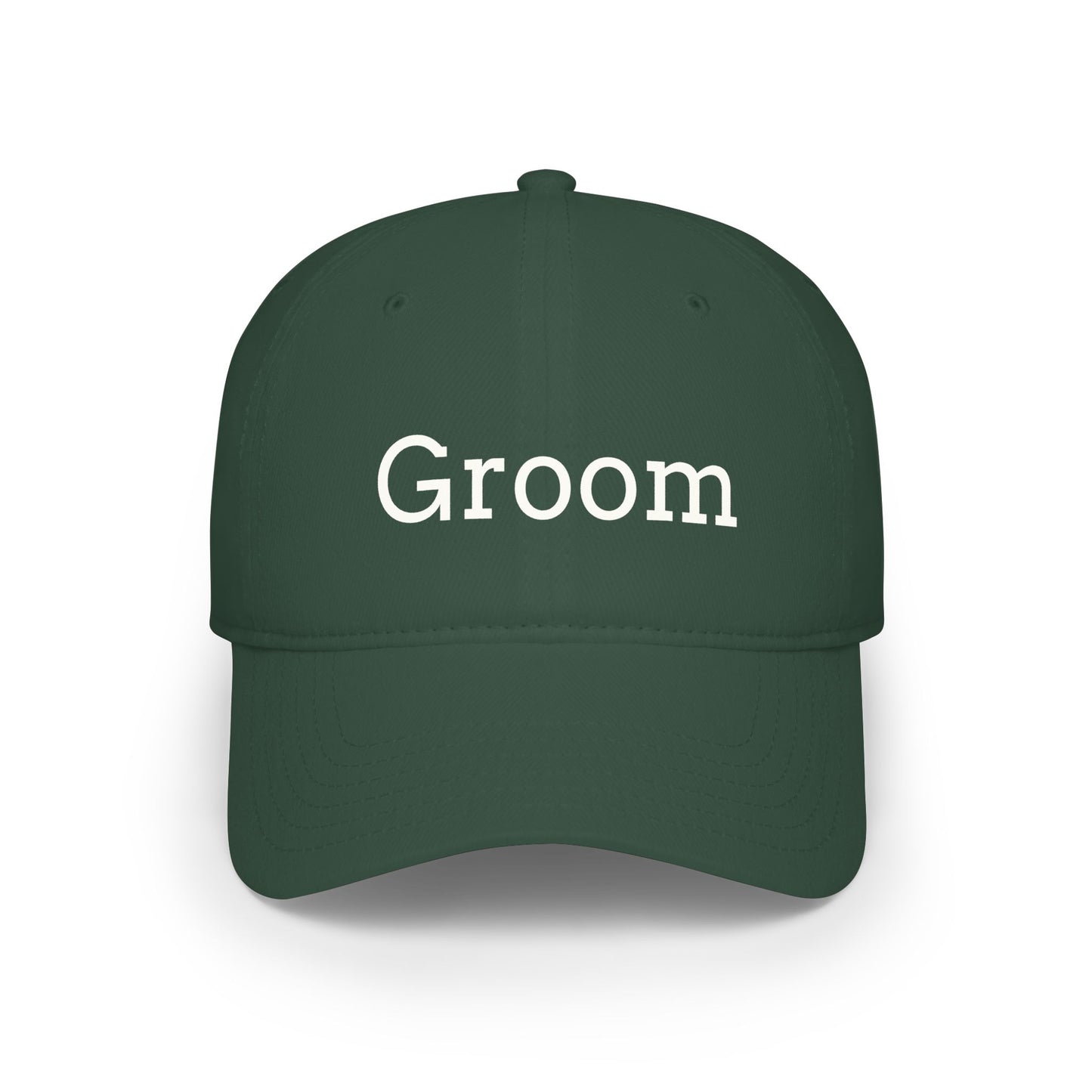 Groom Baseball Cap — Embroidered Red Low Profile Wedding Hat