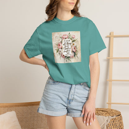 Floral Script Tee — "I am the daughter of a King" Christian Inspirational T‑Shirt