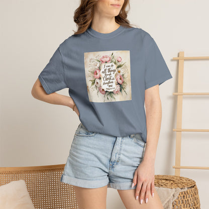 Floral Script Tee — "I am the daughter of a King" Christian Inspirational T‑Shirt