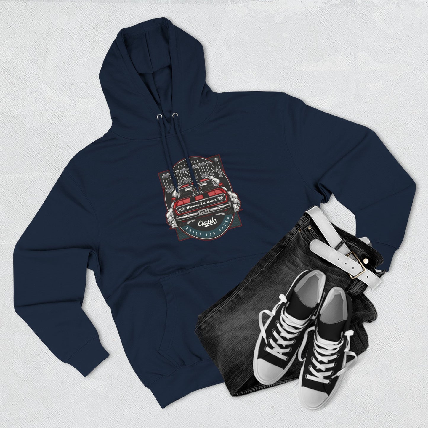 Retro Red Camaro Hoodie — Vintage Muscle Car Graphic Pullover
