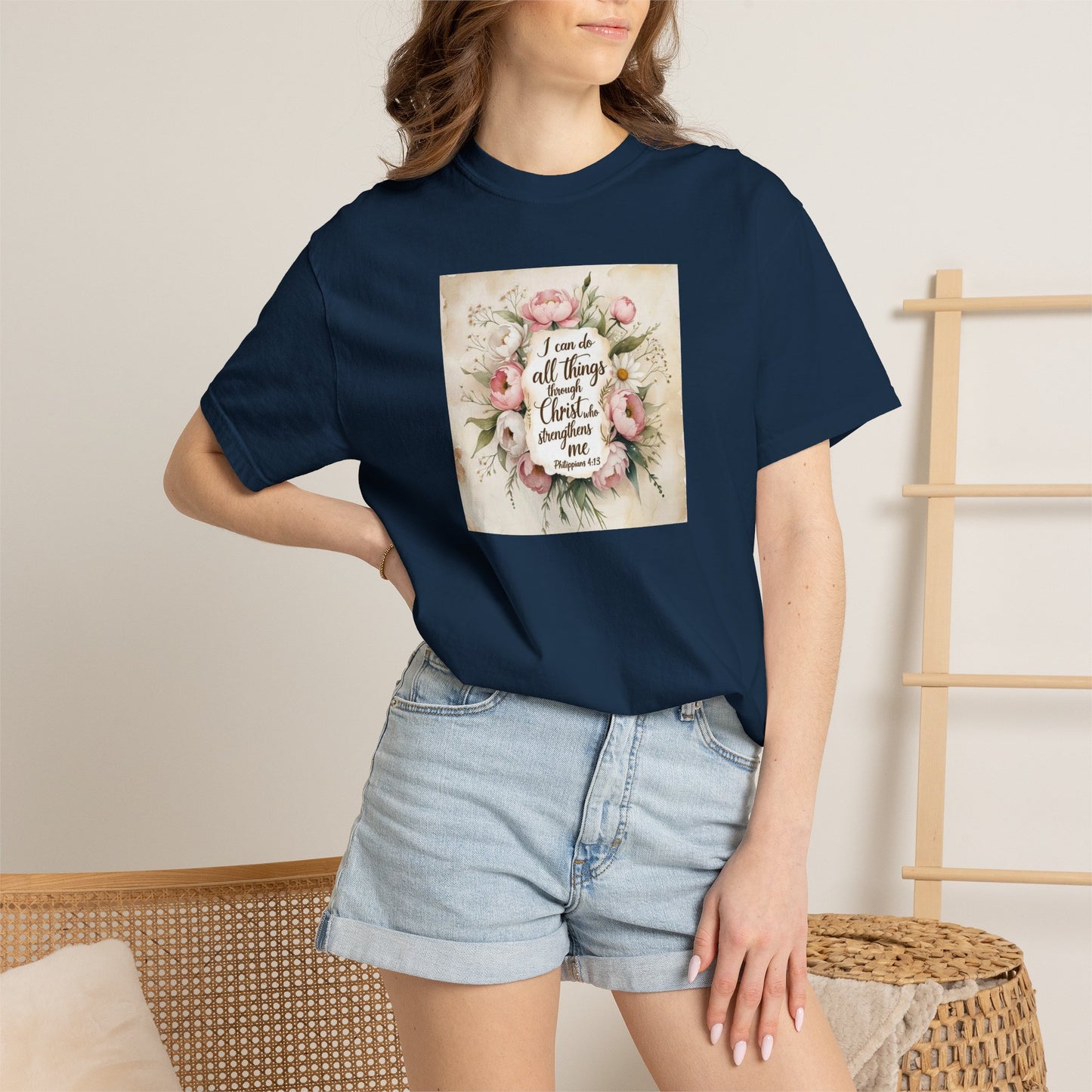 Floral Script Tee — "I am the daughter of a King" Christian Inspirational T‑Shirt