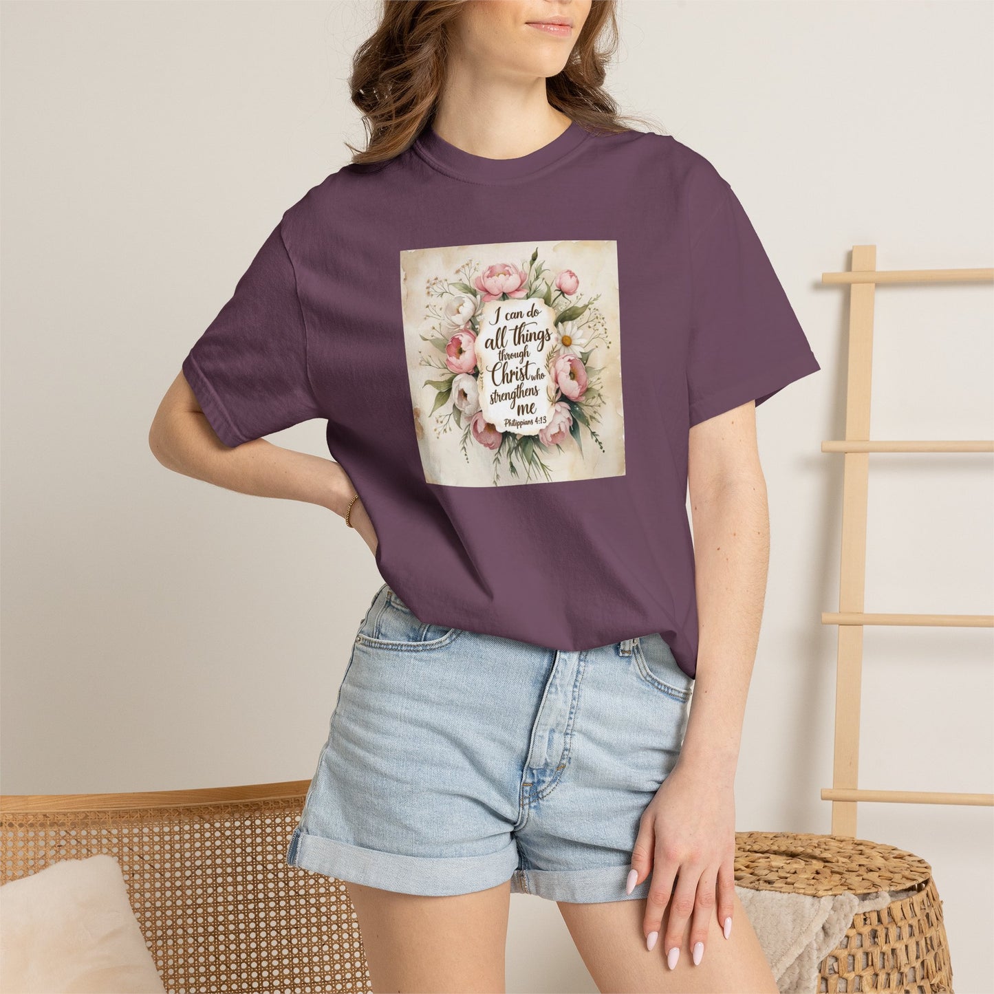 Floral Script Tee — "I am the daughter of a King" Christian Inspirational T‑Shirt