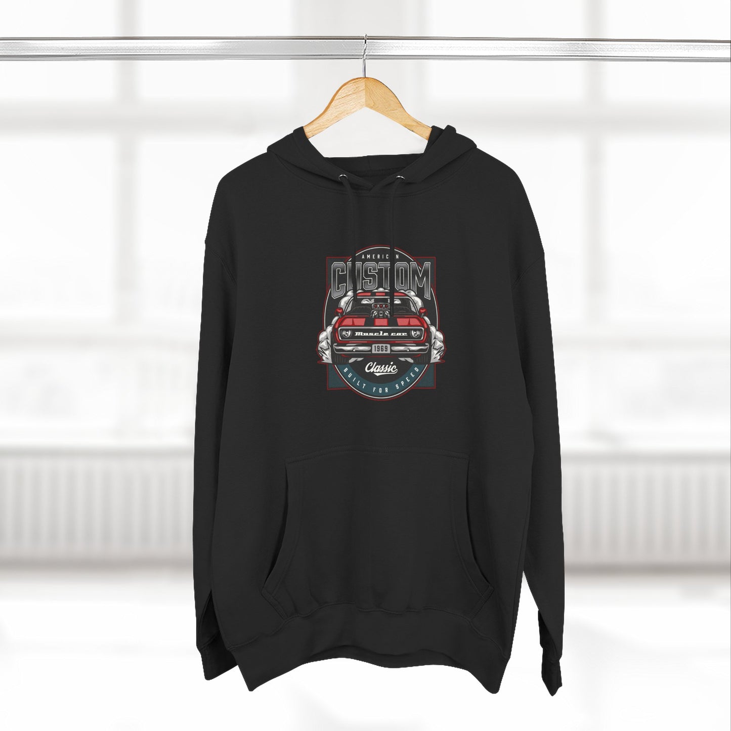 Retro Red Camaro Hoodie — Vintage Muscle Car Graphic Pullover
