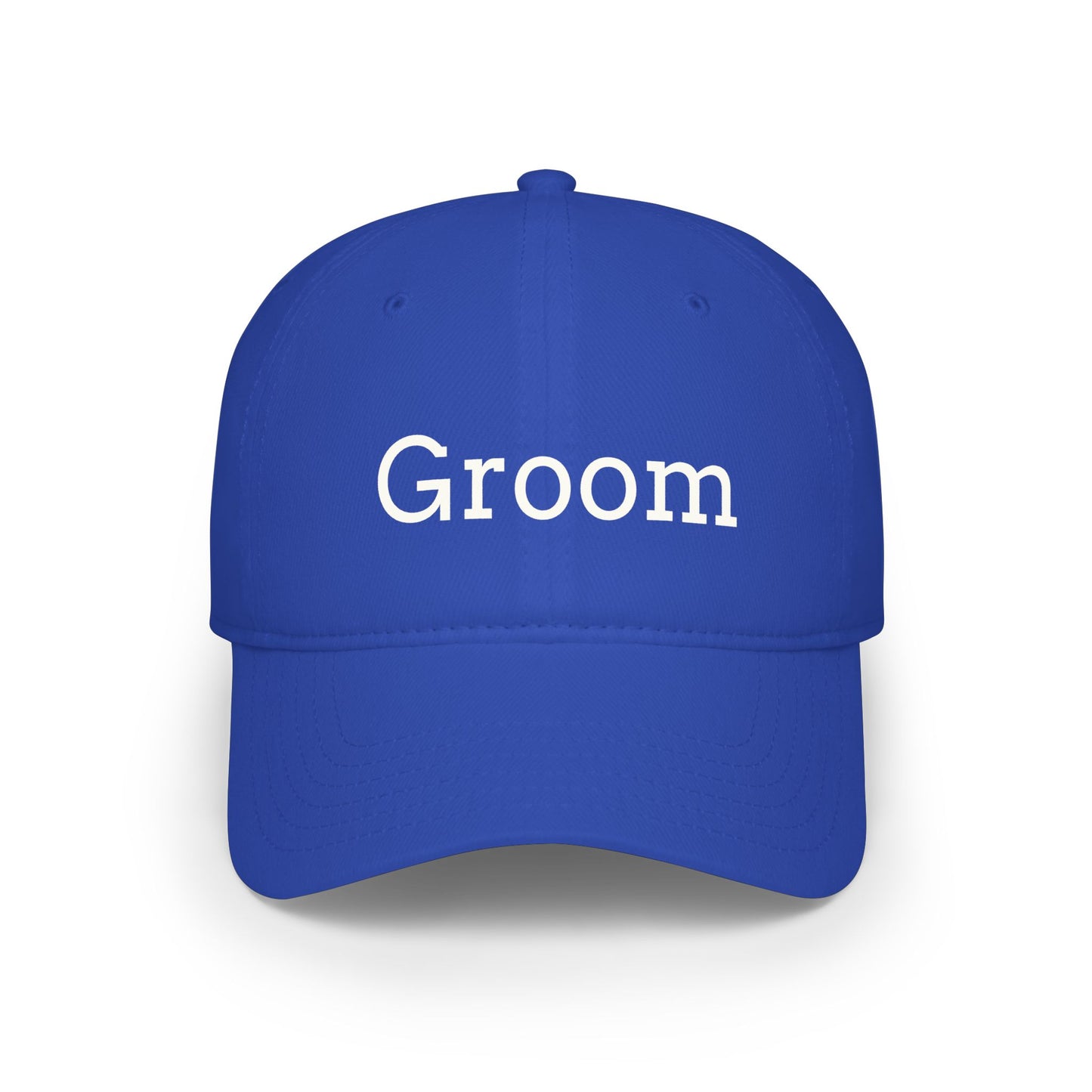 Groom Baseball Cap — Embroidered Red Low Profile Wedding Hat