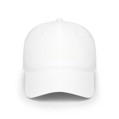 Groom Baseball Cap — Embroidered Red Low Profile Wedding Hat