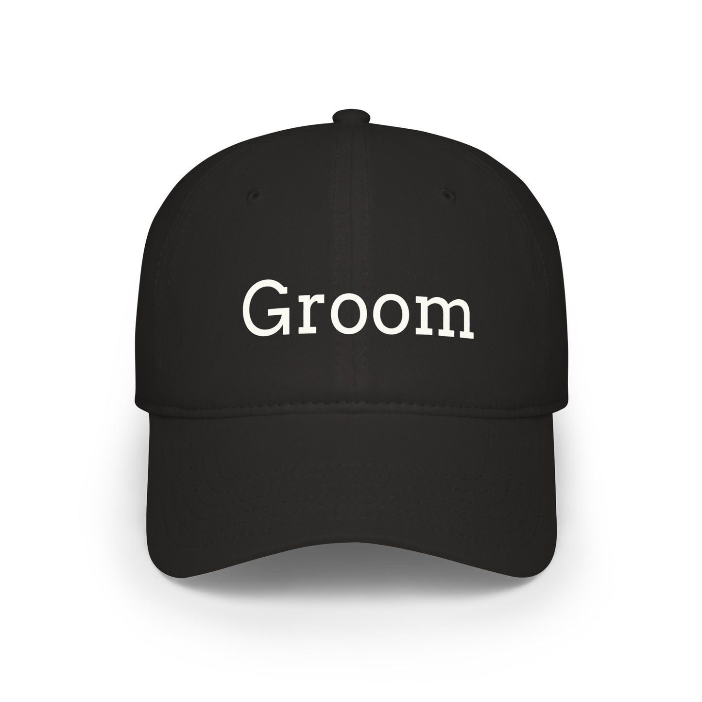 Groom Baseball Cap — Embroidered Red Low Profile Wedding Hat