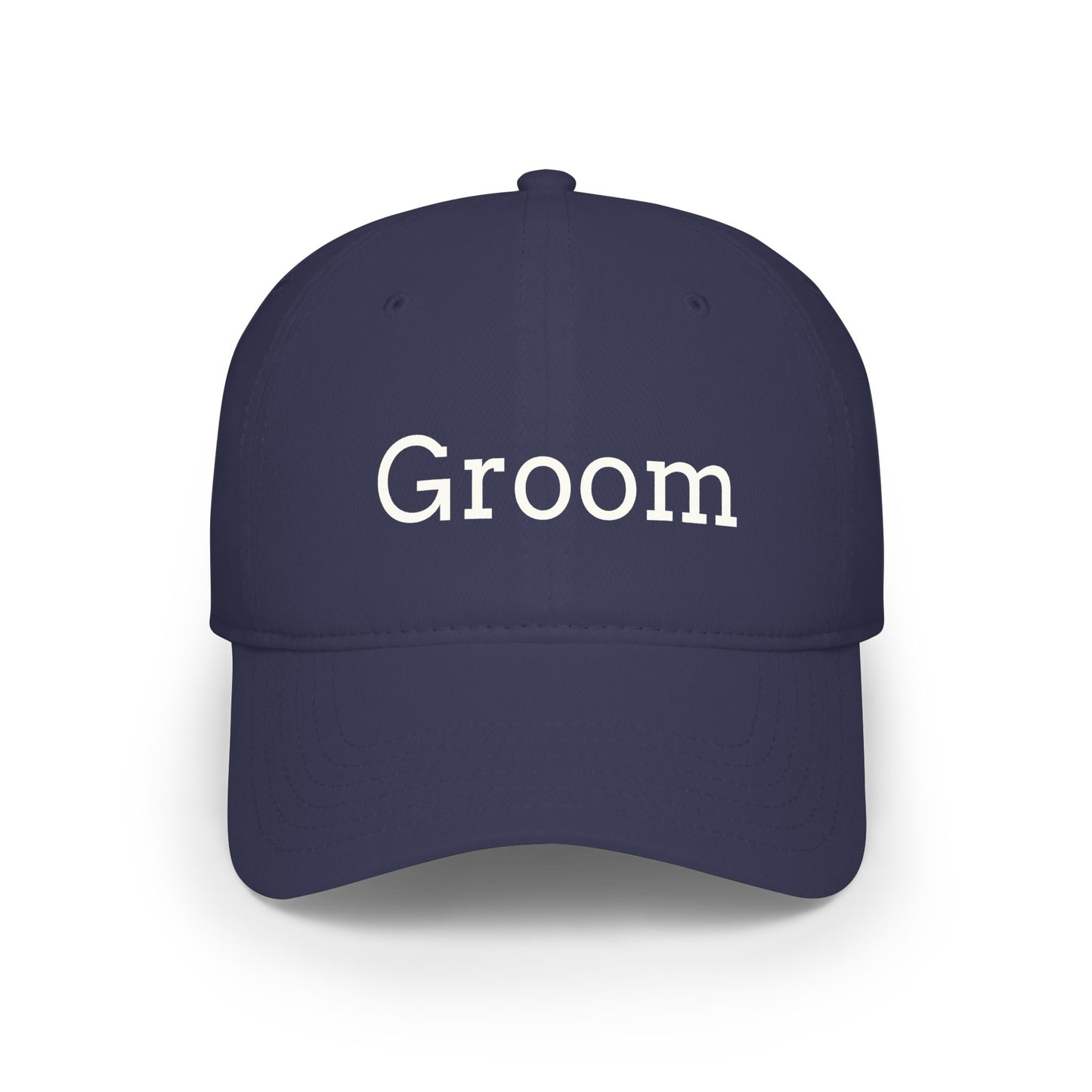 Groom Baseball Cap — Embroidered Red Low Profile Wedding Hat