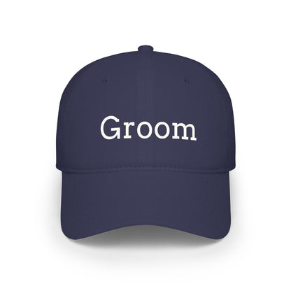 Groom Baseball Cap — Embroidered Red Low Profile Wedding Hat
