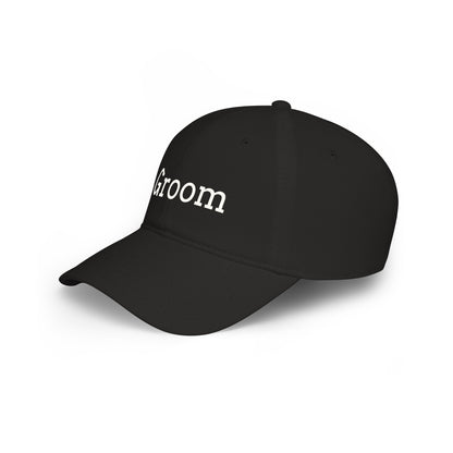 Groom Baseball Cap — Embroidered Red Low Profile Wedding Hat