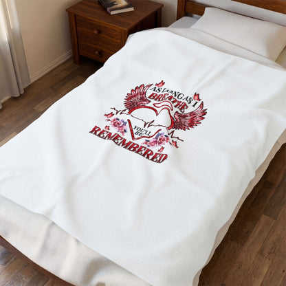 Velveteen Plush Blanket - "As Long As I Breathe You'll Be Remembered" Memorial Throw